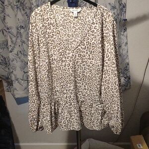 NWOT Animal Print V-Neck Blouse
